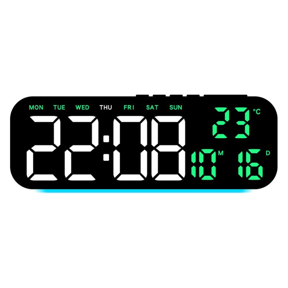 Wall-mounted Electronic Wall Clock Temperature Date Digital LED Clocks 12/24H Multi-functional Display Clock for Bedroom