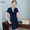 Spring/Summer Round Neck Mid-Length Professional Dress for Beauty Salon