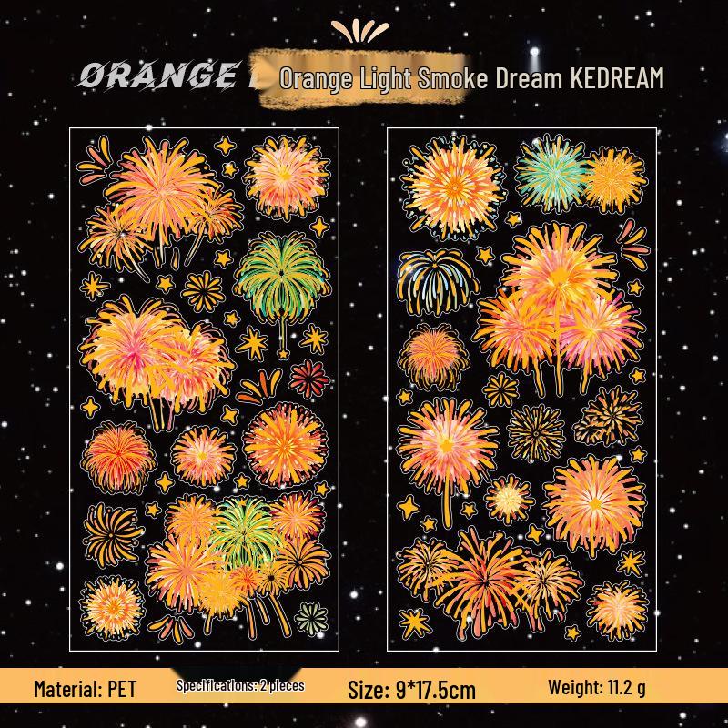 Yu Xian Fireworks Pattern Waterproof Stickers for Pet Journals and DIY Collage