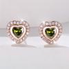 Cute Female Green Black Red Zircon Crystal Stone Stud Earrings Vintage Rose Gold Color Wedding  For Women