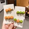 2Pcs Creative Fun Half-Peeled Orange Hairpin Cute Girl Side Clip Japanese Fruit Word Clip Duckbill Clip Net Red Hair Accessories