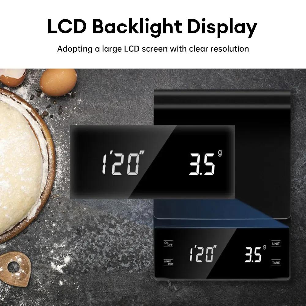3kg/0.1g Präzisions-Kaffeewaage mit Timer LCD Digital Küchenwaage Multifunktions-Wiege Waage Pour Over Drip Kaffeewaage