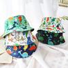 New Spring Summer Children's Cartoon Dinosaur Fisherman Cap Girls Cotton Uv Protection Panama Printing Hats Boys Sun Beach Hat