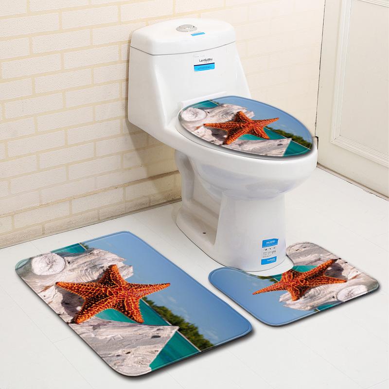 Beach Bathroom Three-Piece Floor Mat Doormat Bathroom Carpet
