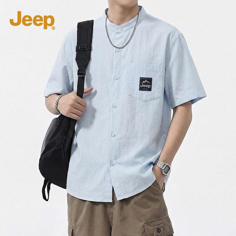 JEEP Men s Summer Henley Short Sleeve Shirt L