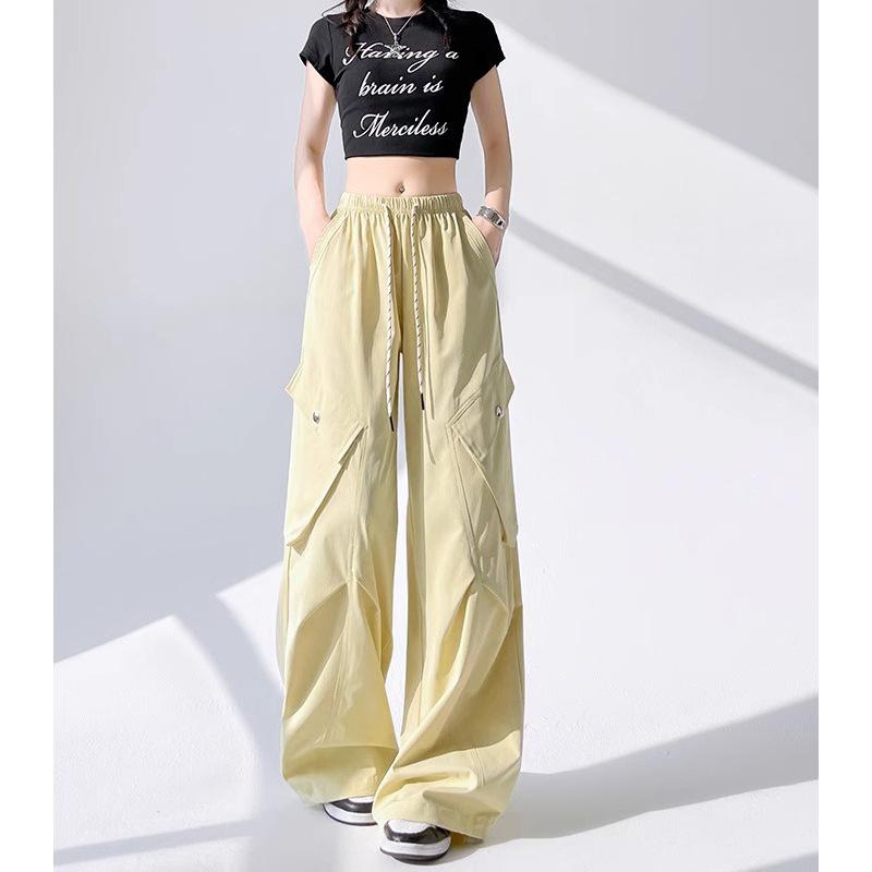 Working Casual Pants for Women In Summer New High-waist Wide-leg Loose Straight Fast-drying Sports Pants