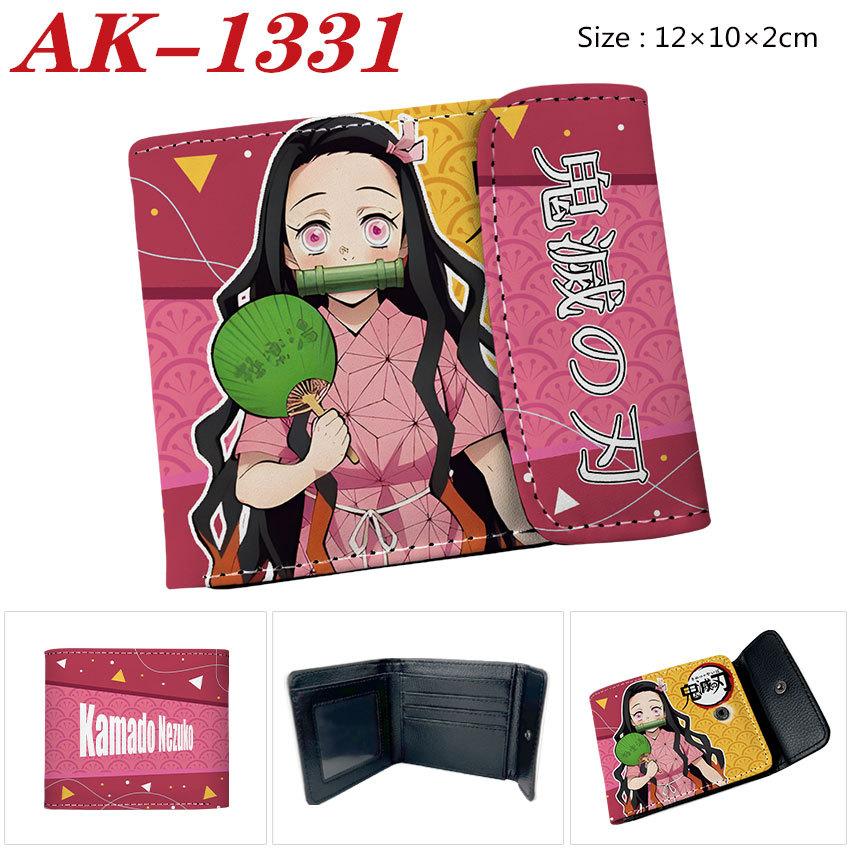 Demon Slayer Wallet Anime Bi-Fold PU Snap Short Purse Portable Card Holder Tanjiro Nezuko