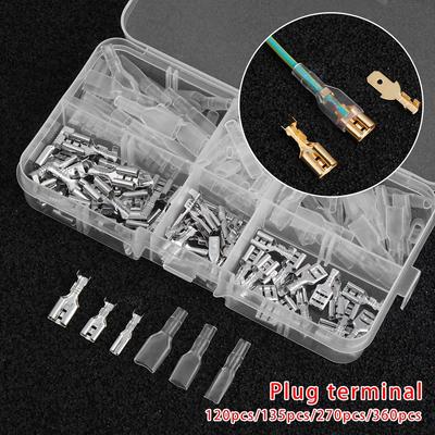 120/135/270/360PCS 2.8/4.8/6.3mm Male Female Electrical Terminals Connector Wire Connectors Plug Spring Insert Spade