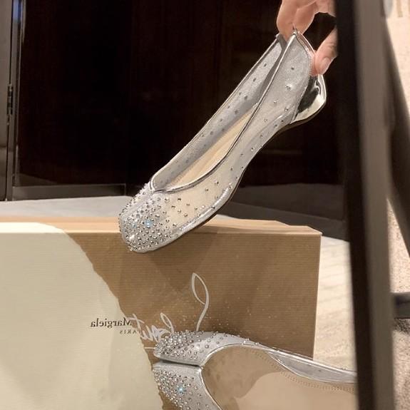 Yuanlitong summer joint model~ red bottom tabi mesh rhinestone inner height increase sub-toe single shoes women's pig's trotters shoes breathable