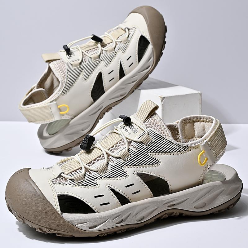 Fashion Luxury Men's Leather Sandals Adjustable Straps Wading Aqua Walking Shoes Comfortable Summer Flats Hollow Out Man Casual Sandals