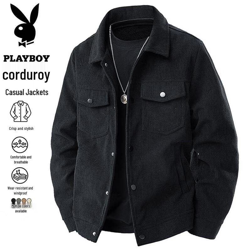 PLAYBOY Men's Corduroy Casual Loose Jacket