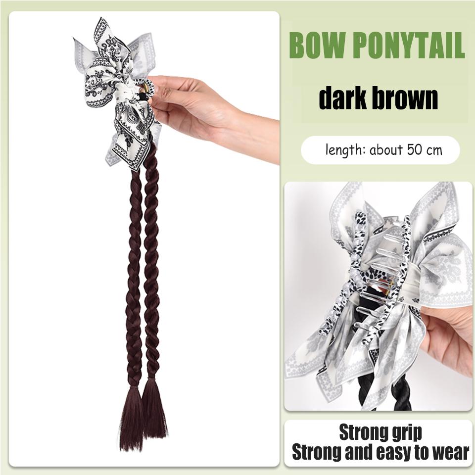 Ponytail Synthetic Wig Rose Feather Grip Female Twist Boxing Braid Feather Rose Grip Low Side Ponytail