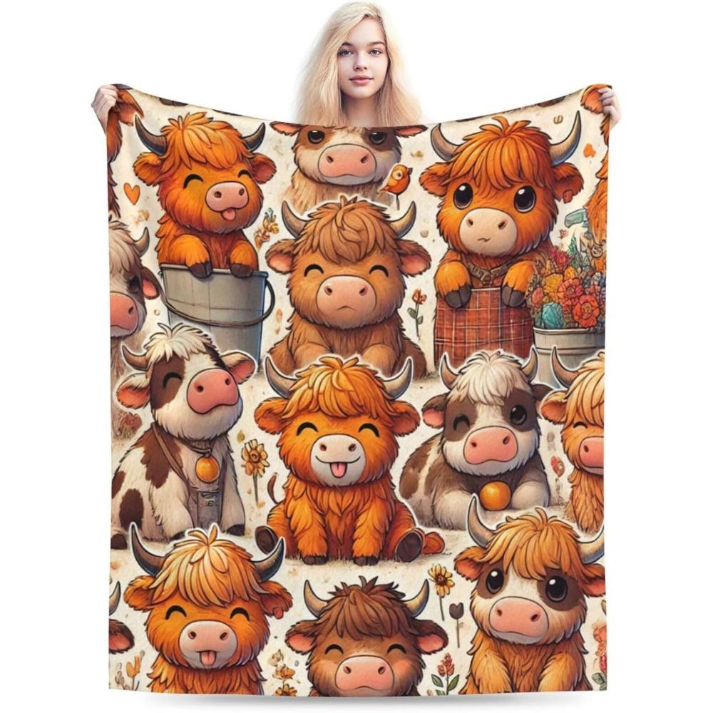 Dekorative Decke mit Highland-Kuh-Muster für Sofa, Bett, Heimdekoration, Reisen und Wohnzimmerdekoration