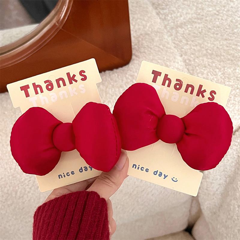 1/5Pcs Large Size Red Bowknot Hair Clips Women Sweet Duck Bill Bangs Hairpins Girl Cotton Filling Cute Children Fashion Headwear