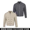 Vintage Gewaschene Deconstruierte Denim Canvas Arbeitsjacke Mit Stehkragen Herren