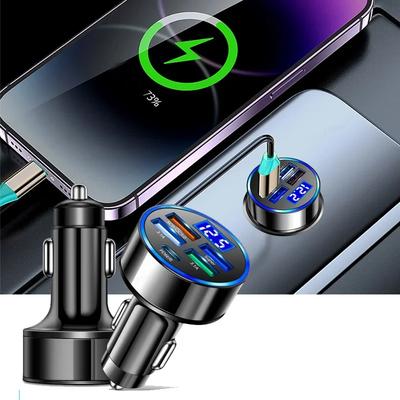 Car 250W Super Fast Charging Charger 5-in-1 Adapter Charging Head Converter 4USB+PD Mobile Phone One Tow Three Elect Electronic