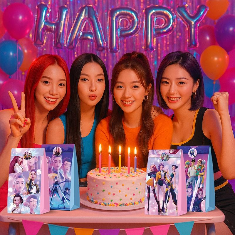 12 Stück/Set Dämonenjäger Süßigkeiten Papiertüte Kraftpapier Handtasche Kpop Party Papier Geschenktüte Kinder Geburtstagsfeier Geschenke Verpackungsbeutel