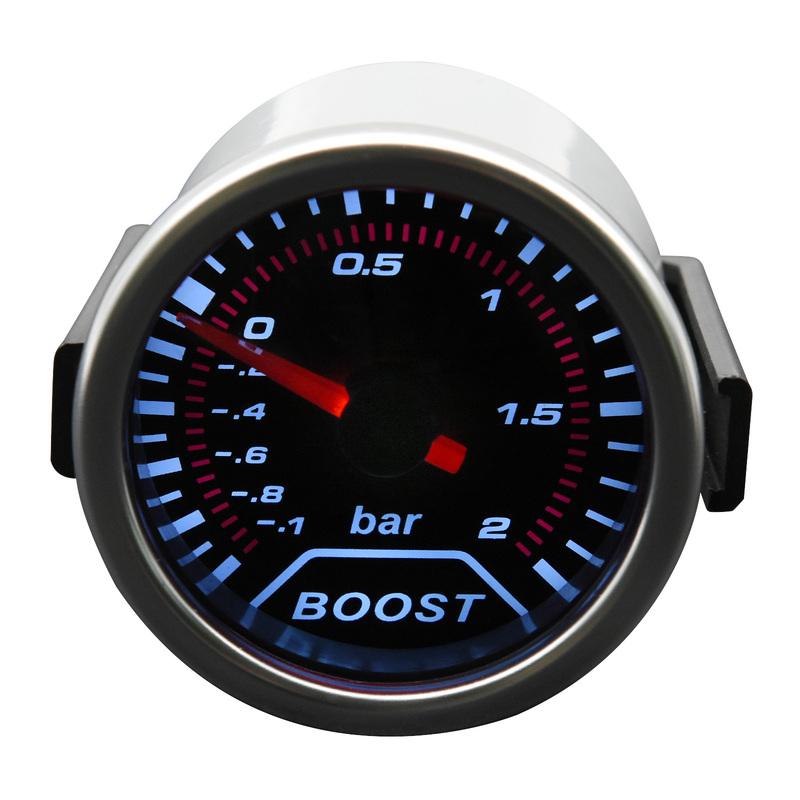 2" 52mm Car Turbo Boost Gauge Meter -1~0~2 BAR Turbo Boost Meter LED Smoke Len Boost Indicator For 12V Car Vehicle Accessories