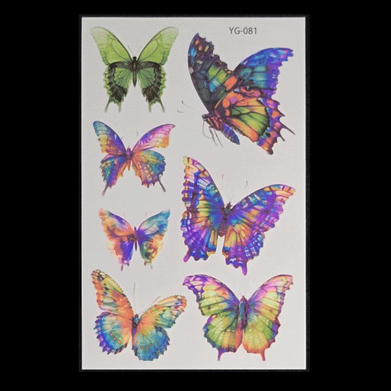 's New Fluorescent Butterfly Tattoo Sticker Music Festival KTV Concert Party Disposable Waterproof
