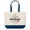 Shopping Bag - PLANETEE - Blue Background 'Bag of a Beloved Manager' - Cotton 40x45 Cm - Large Size - Made In France