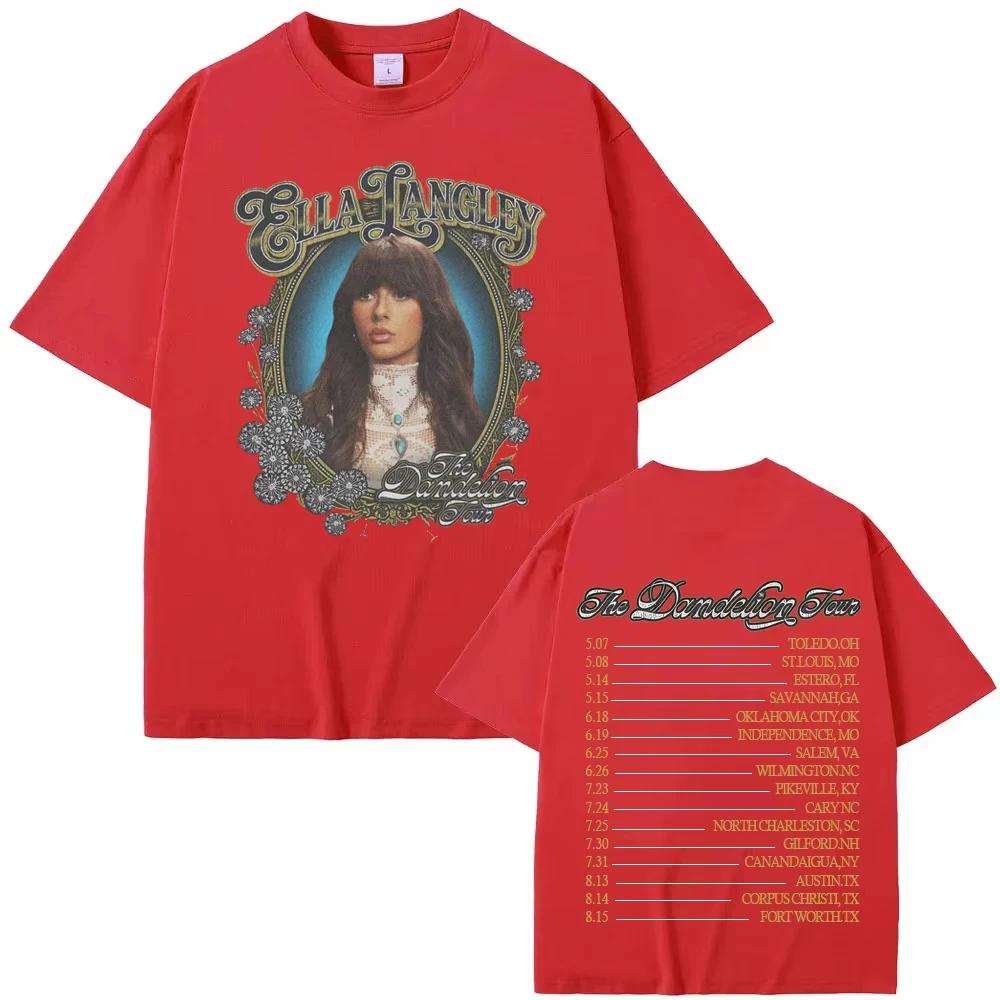Ella Langley Nero Dente di Leone Tour2026 Maglietta Moda Estiva Alta Qualità Morbida TEE Harajuku Puro Cotone Casual Grunge Girocollo Maglietta