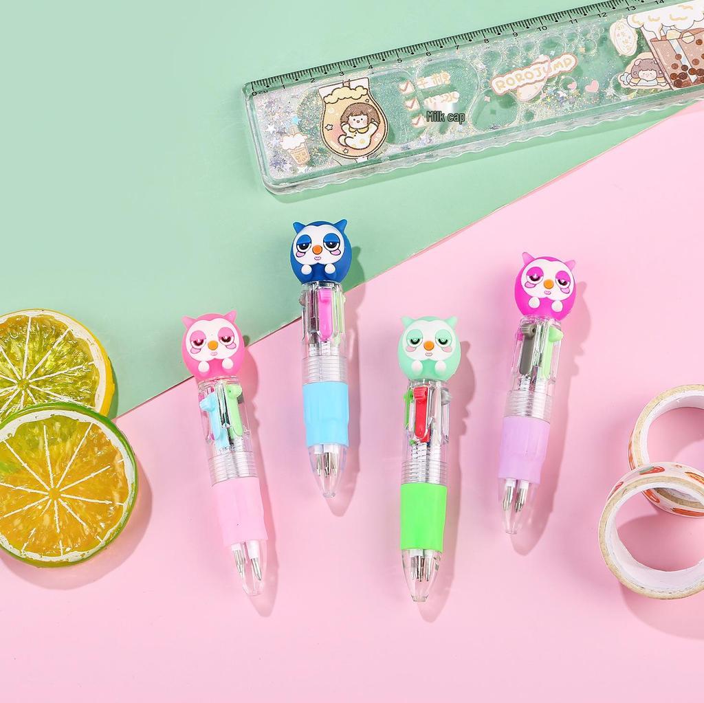 Korean Cute Animal Head 4-Color Click Ballpoint Pen
