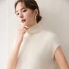 Womens Cashmere Knit Vest High Neck Sleeveless Sweater Layering Wool Waistcoat Old Money Style