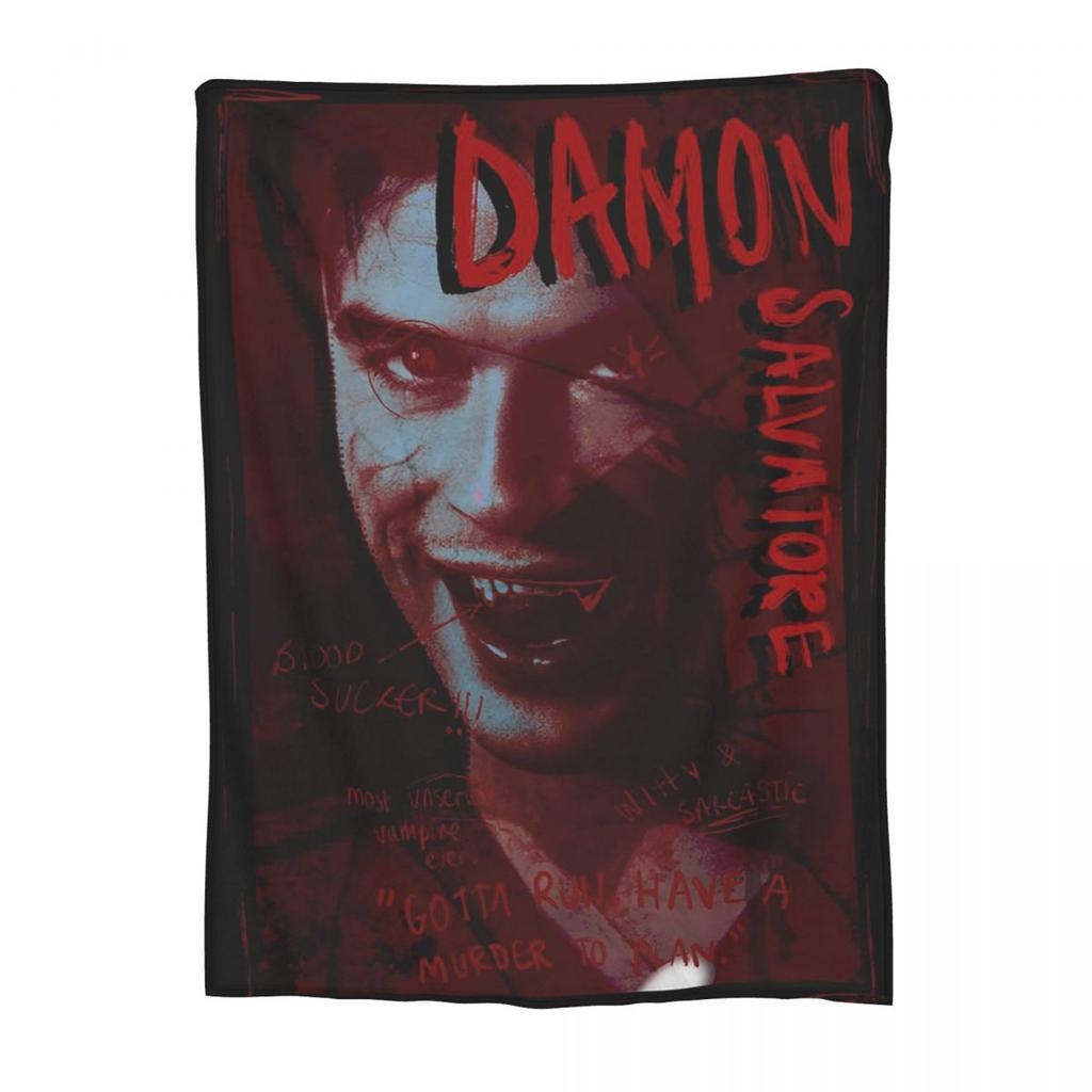 Damon Salvatore The Vampire Diaries Blankets Soft Warm Flannel Throw Blanket Bedding for Bed Living Room Picnic Travel Home Sofa
