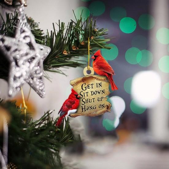 Red Priest Pendant Realistic Bird Decor Letter Print Tag Christmas Decor Colorfast Hanging Car Window Pendant Holiday Valentines Day Gift