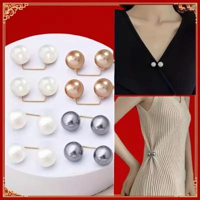 8PCS Pearl Non-slip Safety Pins Dress Brooch Decoration Dress Waist Fastening Pins Collar Adjustment Scarf  Fashion Versatile