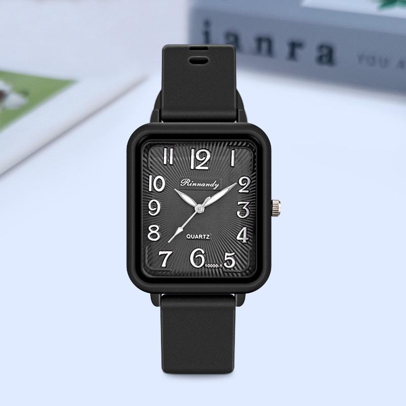 Women's Fashion Jelly Color Silicone Band Square Quartz Student Watch