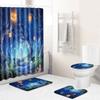 Halloween Series Bathroom Shower Curtain Floor Mat Toilet Cover Foot Mat Four-Piece Pattern Size