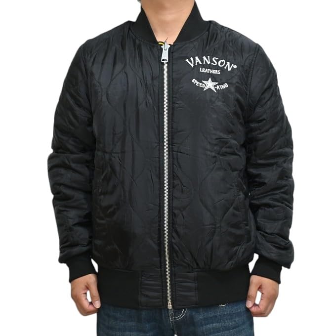 Reversible Stadium Jumper Jacket One Star Biker Outerwear [Banson] NVSZ-2417 Men's (JP, Alphabet, 2XL, Black)