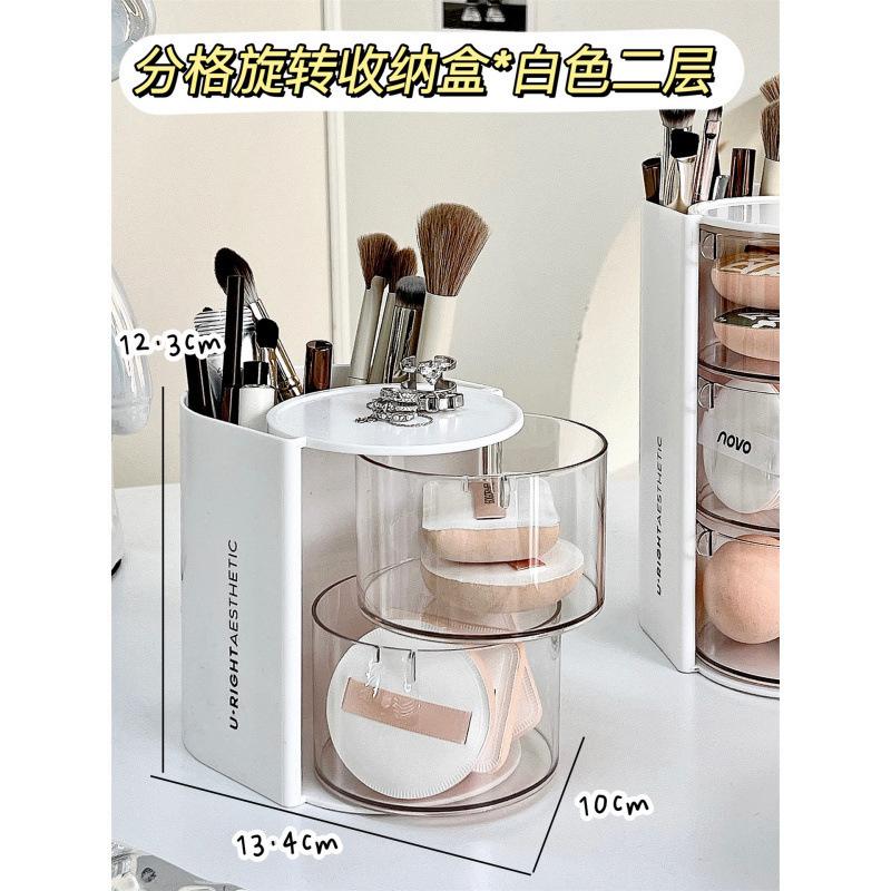 

1Pcs Cosmetic Organizer Bathroom Makeup Cushion Organizer Beauty Egg Storage Display Case Rotating Compartment Organizer