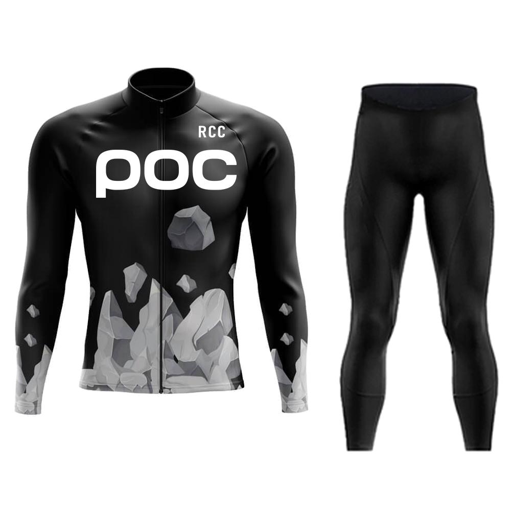 RCC POC Cycling Team Men's Cycling Jersey Long Sleeve Set MTB Bike Clothing Tenue Velo Homme Bicycle Wear