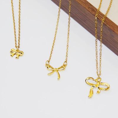 Elegant Bow Necklace: Women's Classic Stainless Steel Clavicle Chain