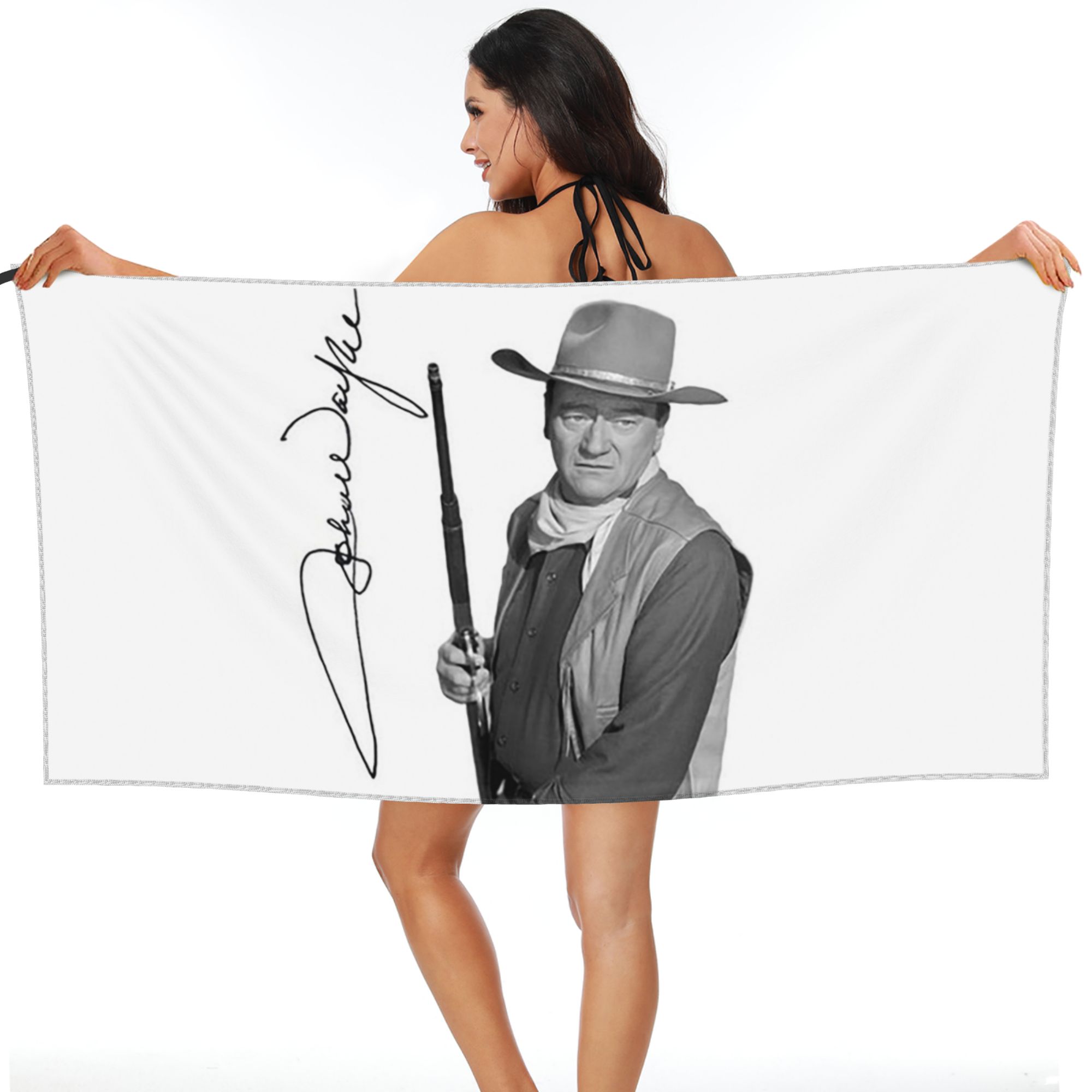 

John Wayne Signature The Duke Beach Towel Soft Microfiber Quick Dry Absorbent Quick Towels For Bath W30*H60(CM)