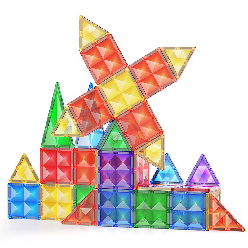 Diamond Surface Magnetic Tiles: Children's Educational Building Blocks & Jigsaw Puzzle Set
