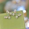 Butterfly Stud Earrings Olive Green Zircon Gemstone Ear Studs Butterfly Earrings Women Jewelry Gift for Birthdays Anniversaries