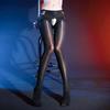 Women Sexy Stockings Open Crotch With Pearls Shiny Glossy Transparent Pantyhose Hollow High Waisted Socks Exotic Lingerie