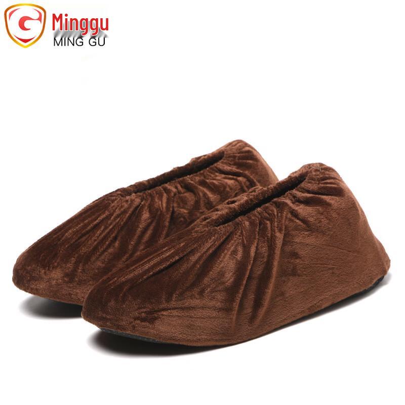 Minggu Thickened Velvet Non-Slip Shoe Covers (10 Pairs) One Size