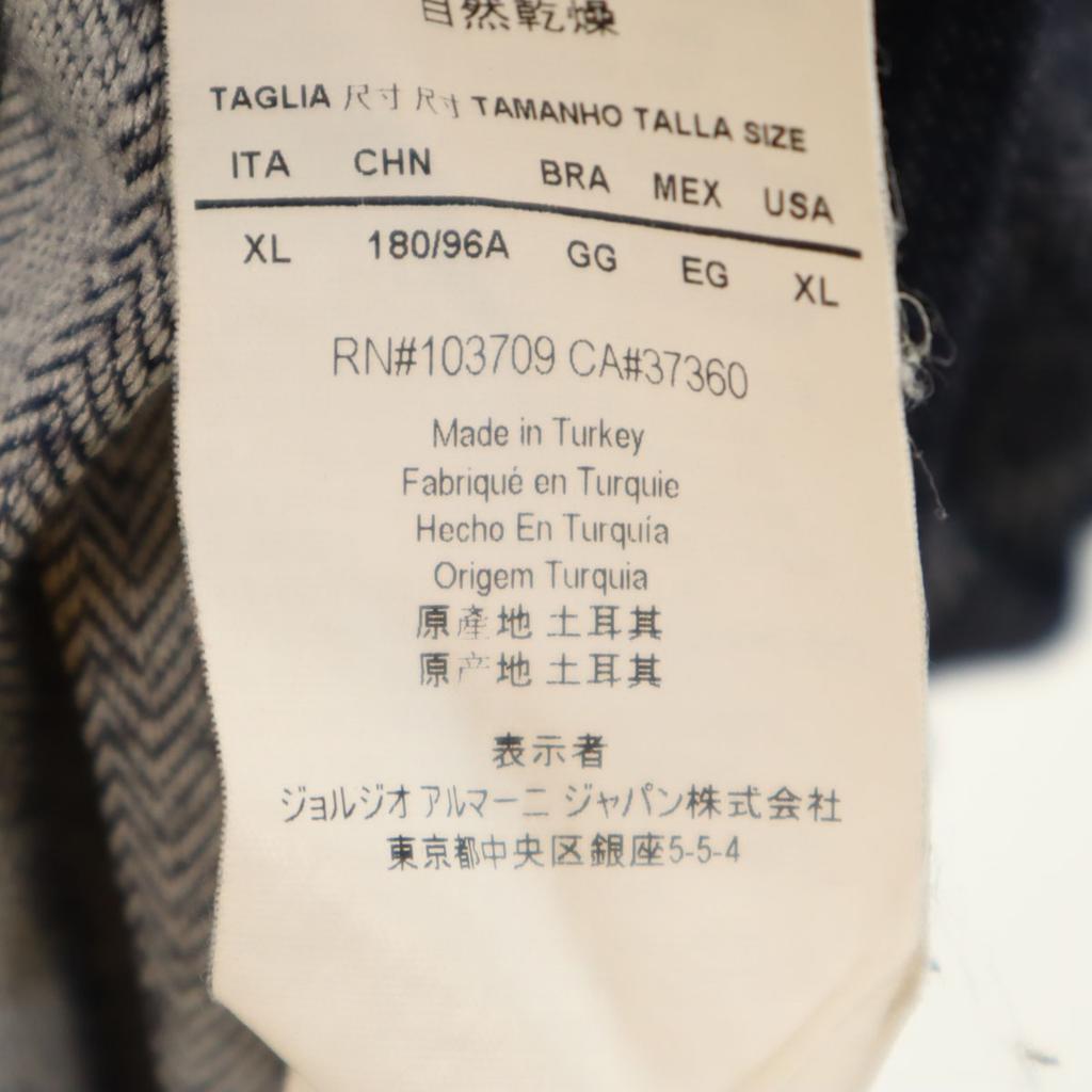 ARMANI COLLEZIONI Border Pattern Long sleeve Oversize knit XL Navy tops Men's Used