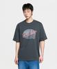 Emelbi Vintage Washed Graphic Short Sleeve T-Shirt Bos (D.Charcoal Grey)