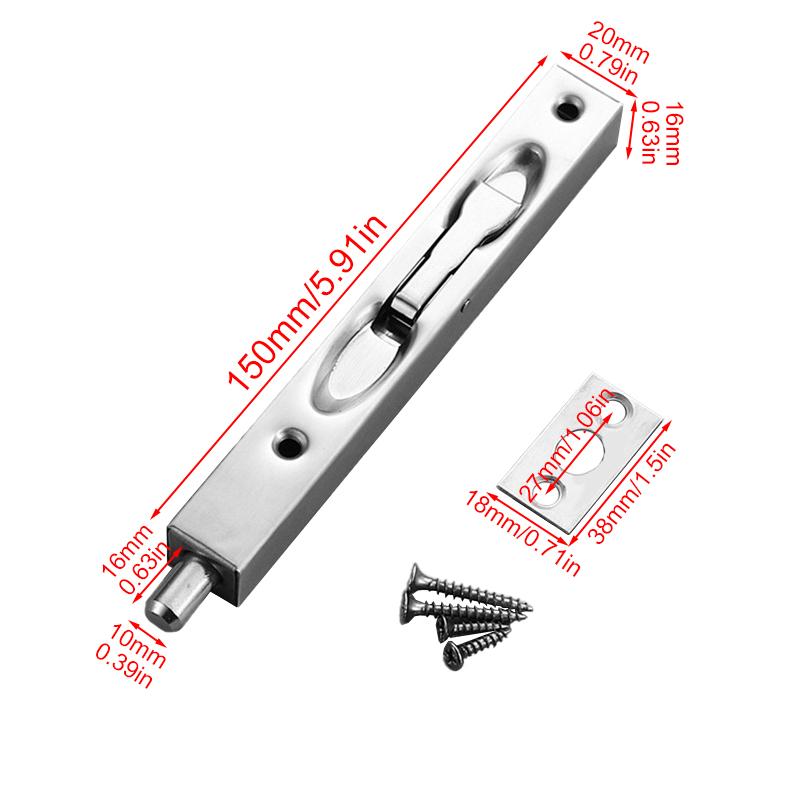 1 Pieza Acero Inoxidable Herramientas de Repuesto Doble Apertura Puerta Guardia de Puerta Palanca Deslizador de Dedo Cerradura 6/8 Pulgadas Borde de Puerta Acción de Palanca Perno Empotrado