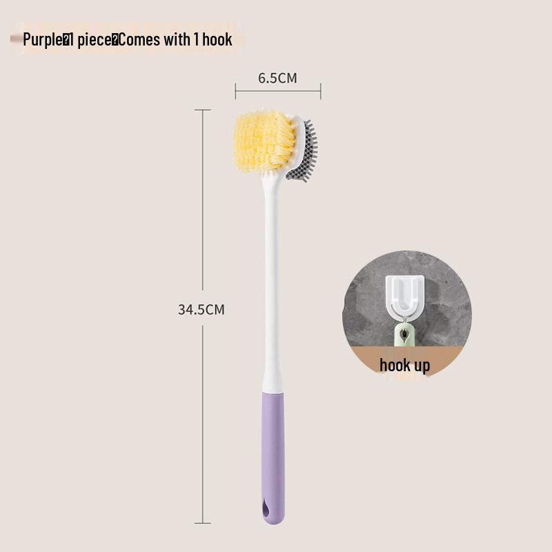 Long-Handled Double-Sided Soft Bristle Foot and Back Scrubber with Exfoliating Grinder for Bathroom.