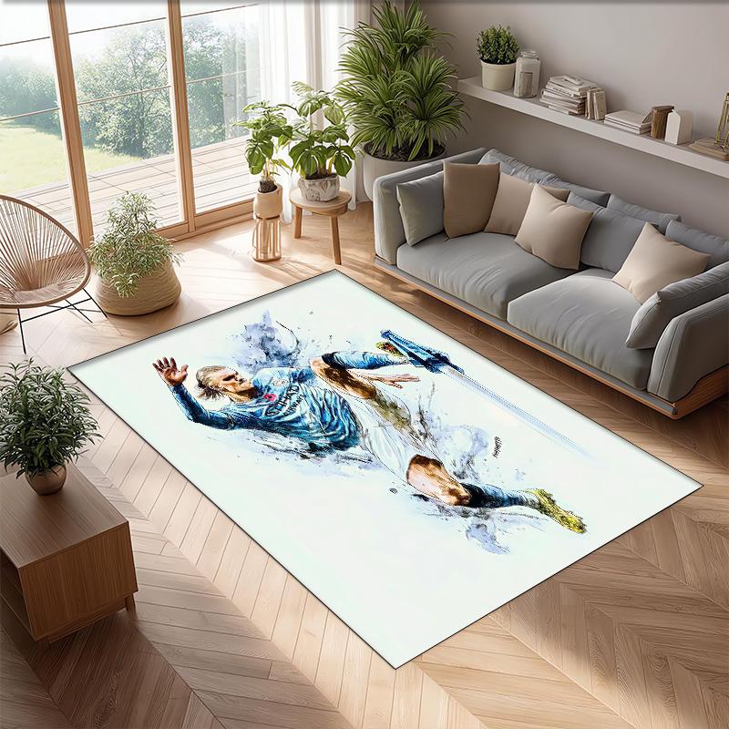 Erling Haaland Printed Flannel Area Rug Non Slip Soft Polyester Floor Carpet Indoor Decor Mat for Bedroom Living Room Sofa
