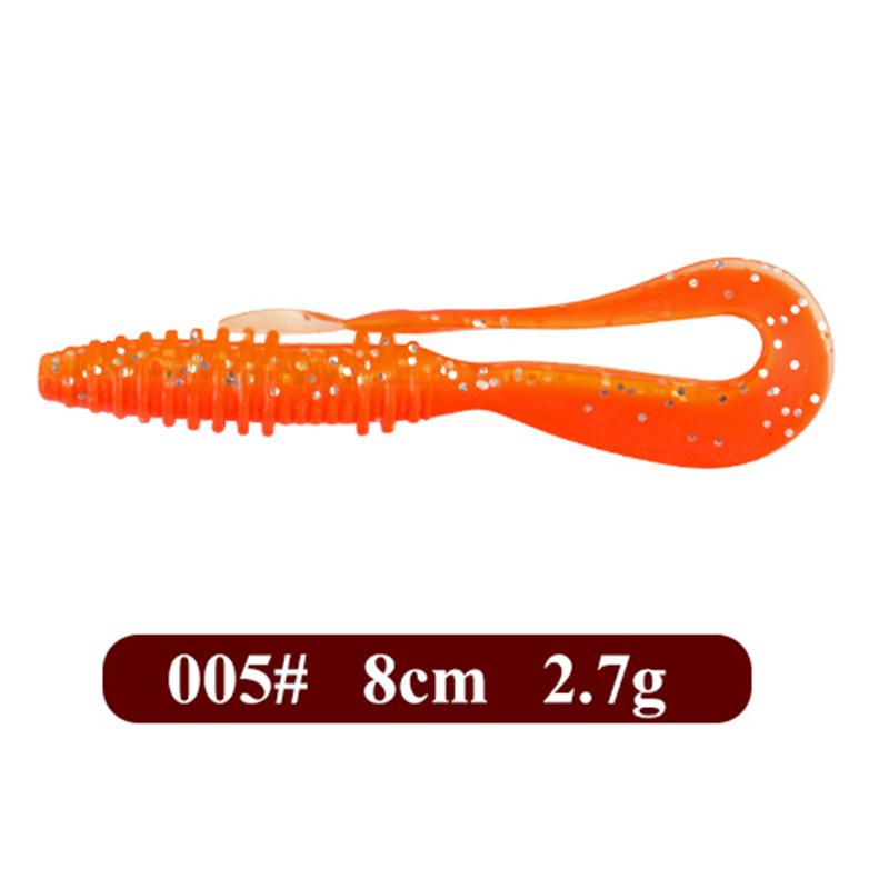 FTK Tail Thread Lure 8 Pieces Lure Shaker Soft Jig Head Gift Swing 8cm Weight 2.7g Fishing Tackle