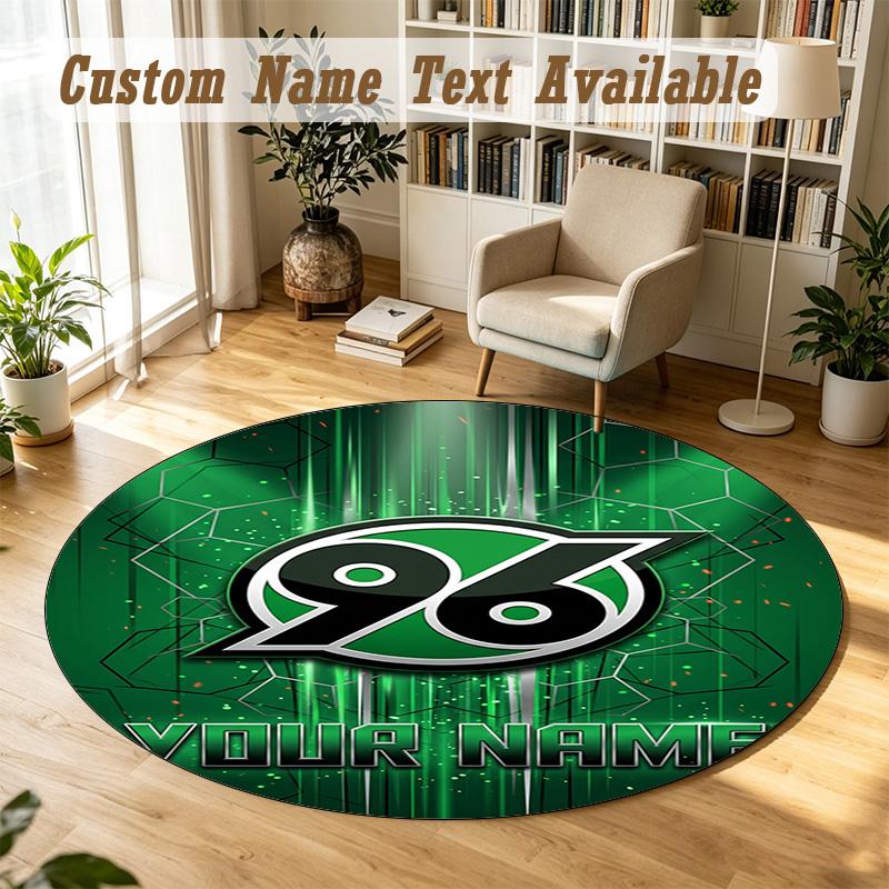 Round Rug Custom NameHannover 96 Pattern Non Slip Carpet Home Floor Decor
