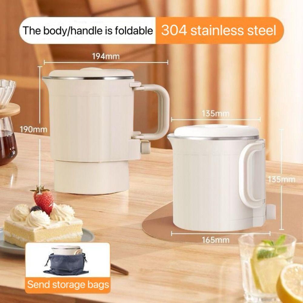 Portable 800ML Electric Kettle 2-in-1 304 Stainless Steel Mini Kettle Foldable Household Kettle