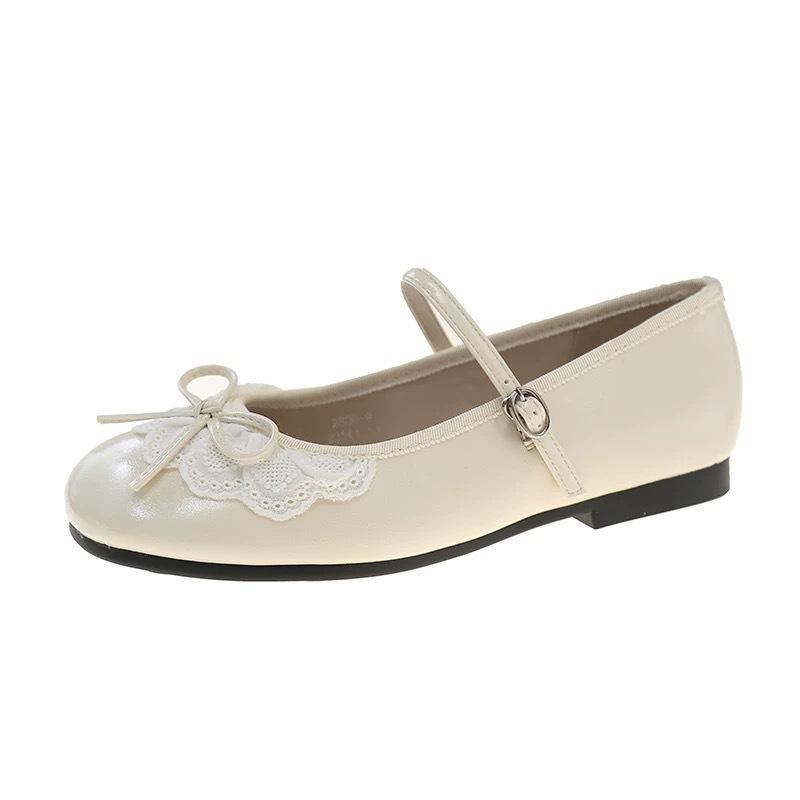 Internet celebrity soft bottom shallow mouth word with bow Mary Jane single shoes women 2025 summer new flat bottom fashion casual